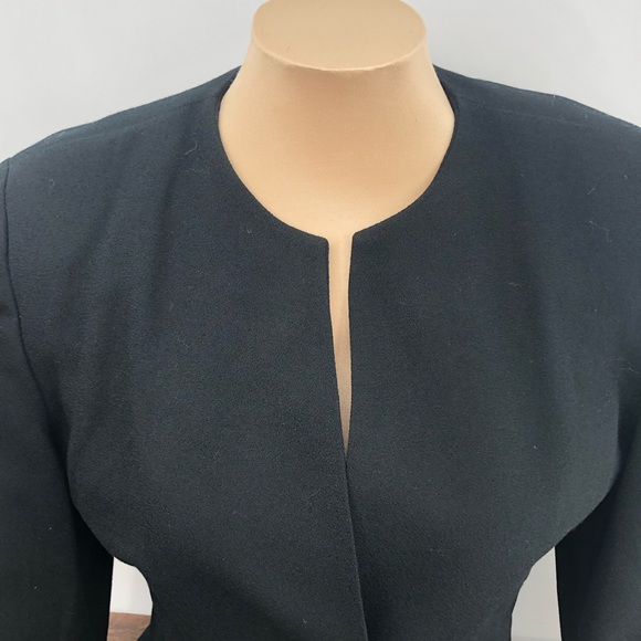 80’s does 40s Vintage Wasp Waist Black Blazer Jacket 100% Wool - Picture 5 of 15